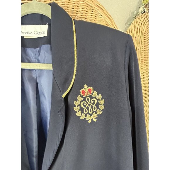 Vintage skirt suit nautical Brenda Goode navy crest patch small - Picture 9 of 15